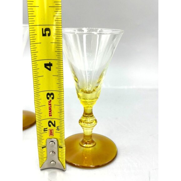 4 Vintage Libbey Forever Amber Yellow Sherry  Cordial Glasses - Picture 4 of 5